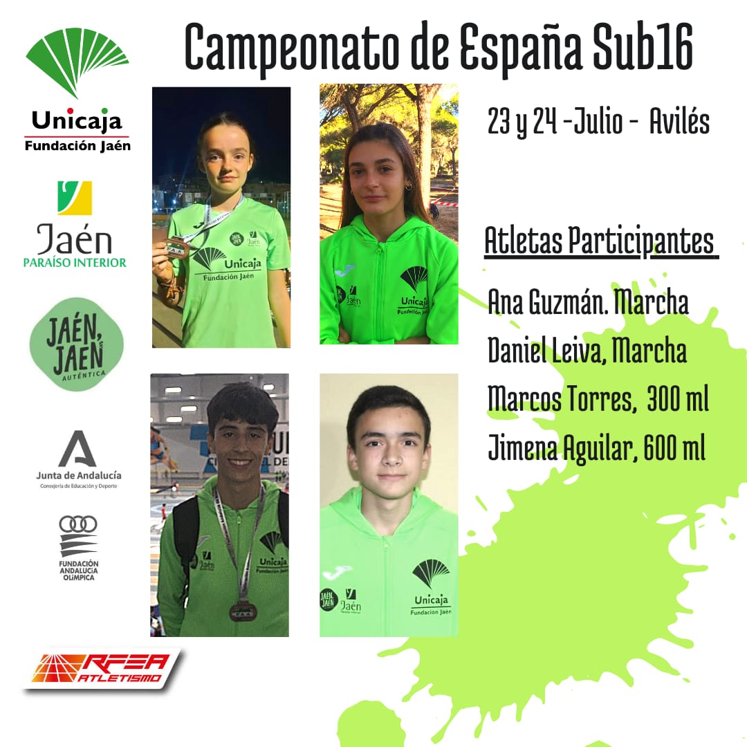 Atletas Participantes Campeonato de España Sub16