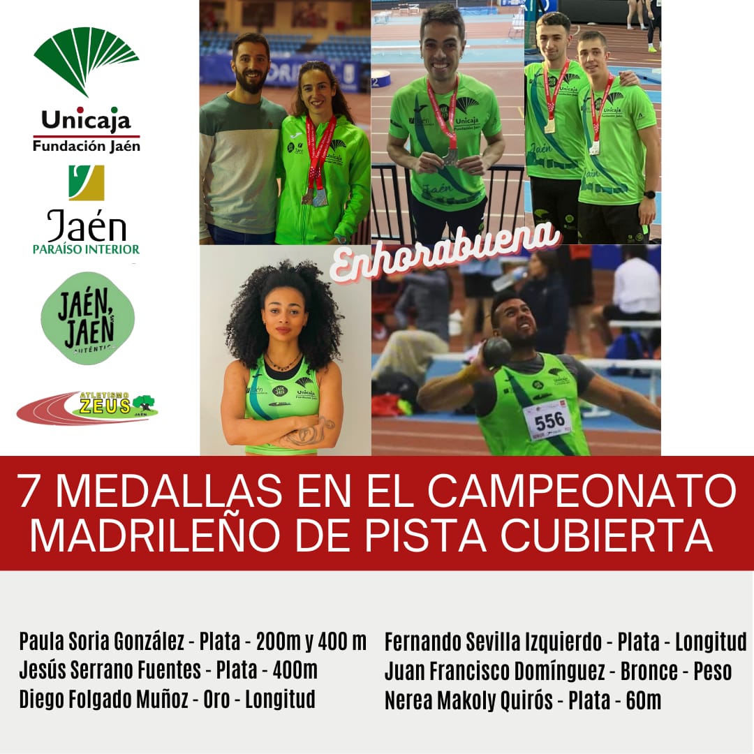 7 Medallas en el Campeonato Madrileño de Pista Cubierta